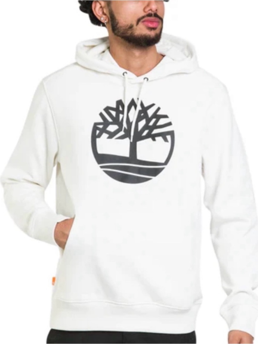 Timberland Cream Hoodie with Black Tree Logo